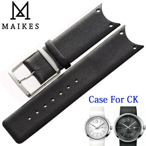 MAIKES 고품질 정품 가죽 시계 밴드 블랙 화이트 케이스 CK 캘빈 클라 KOH23101 KOH23307