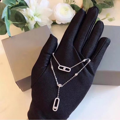 925 스털링 실버 프랜치 패션 싱글 다이아몬드 팔찌 목걸이 원래  절묘한 보석 레이디 쥬얼리 선물