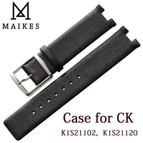 MAIKES- 핫 세일 정품 송아지 가죽 시계 밴드 블랙 소프트 스트랩 케이스 CK 캘빈 클라인 K1S21102 K1S2120,
