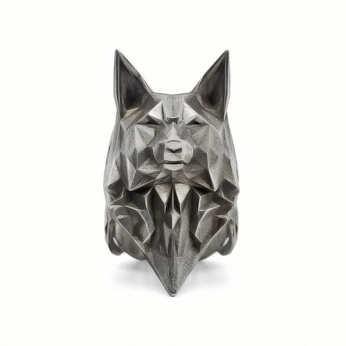 EYHIMD 간단한 기하학 종이 접기 늑대 스테레스 스틸 반지 남성 패션 미니멀리즘 동물 바이커 쥬얼리