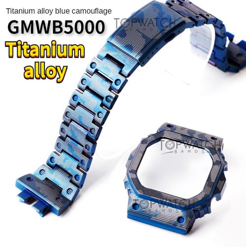 티타늄 합금 GMW-B5000 스트랩 카모 금속 블루 블랙 실버 시계 GMWB5000 밴드 베젤 스틸 팔찌 커버