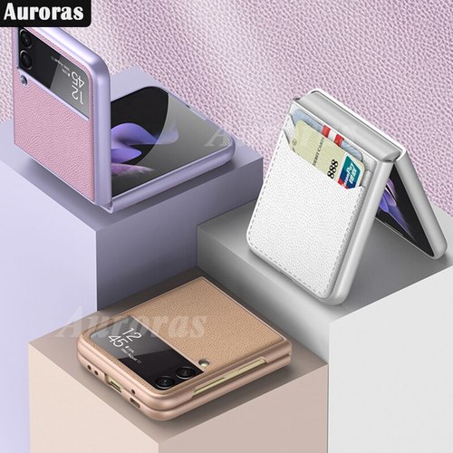 AURORAS 케이스 삼성 갤럭시 ZFLIP 3 카드 코인 머니 백 지갑 포켓 전화 Z 폴드 커버