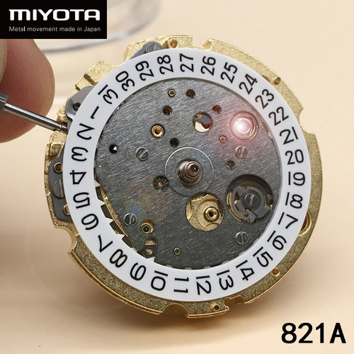 MIYOTA 821A  두 번째 중지 날짜 창 자동 기계 무브 시계 액세서리 21 보석 황금 실버