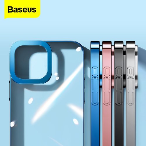 BASEUS 도금 전화 케이스 아이폰 13 프로 최대 지우기 전체 렌즈 보호 투명 충격 방지 커버