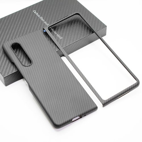 ISTORE 카본 전화 케이스 삼성 갤럭시 Z 폴드 3 5G 라이트 얇은 고강도 600D 아라미드 섬유 보호 쉘