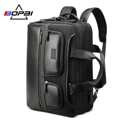 BOPAI-다기능 남성 백팩  새로운 대용량 여행 가방 방수 15.6 인치 노트북 짧은 크로스 바디 핸드백