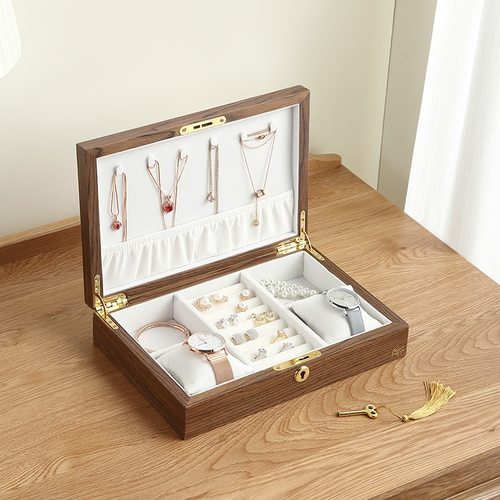 CASEGRACE 대형 보석 상자 관 여자 남성 선물 나무 목걸이 반지 귀걸이 시계 주최자 디스플레이 보관 케이스