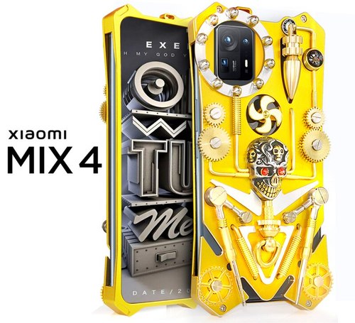 럭셔리 갑옷 금속 알루미늄 전화 커버 샤오미 믹스 4 11 10 울트라 MIX4 케이스 기계식 순전히 핸드메이드 해골 쉘