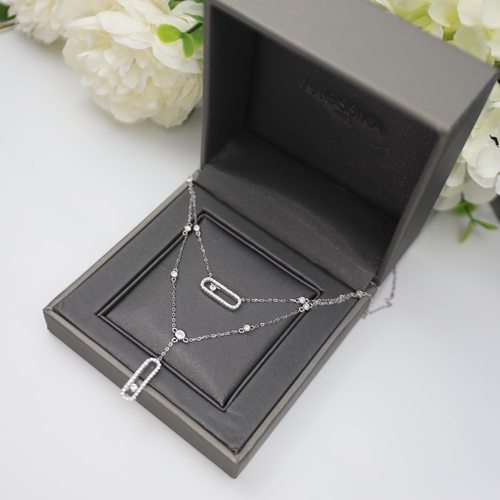 925실버 프렌치 싱글 다이아몬드 더블 목걸이 시리즈 오리지널  정교한 주얼리 여성용 선물로 적합