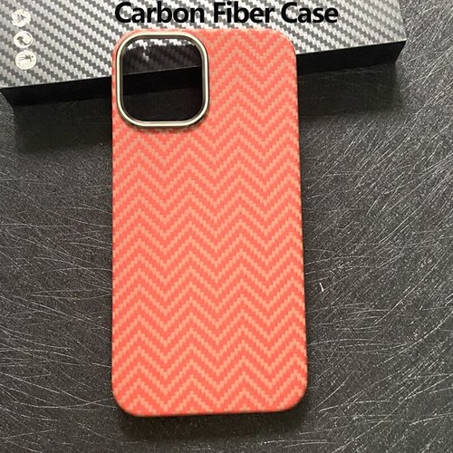 리얼 탄소 섬유 케이스 아이폰 12 프로 최대 울트라씬 아라미드 전화 뒷면 커버 오렌지 색상