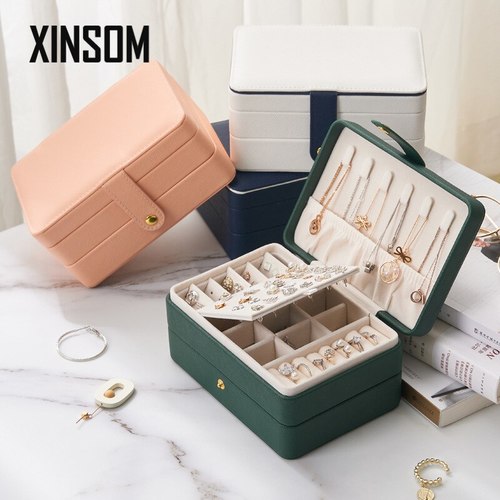 XINSOM 다층 보석 상자 관 목걸이 귀걸이 반지 팔찌 주최자 포장 디스플레이 휴대용 여행 케이스