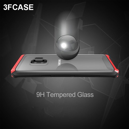 삼성 갤럭시 S9 케이스에 대한 충격 방지 금속 유리 전화 케이스 럭셔리 알루미늄 프레임 투명 커버