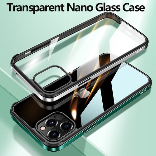 아이폰 12 프로에 대한 투명 한 나노 유리 케이스 11 미니에 최대 품질 금속 프레임 럭셔리 전화 지우기 커버