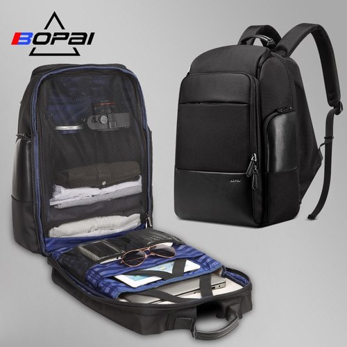 BOPAI 나일론 남자 가방 여행 방수 대형 17 인치 노트북 블랙 남성 40L USB