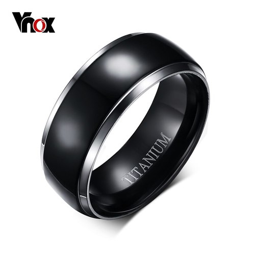 VNOX 100 티타늄 링 남성 보석 클래식 블랙 8 미리메터 친구 선물