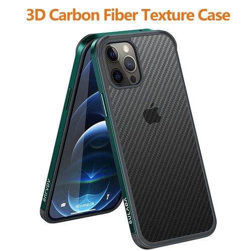 아이폰 12 프로에 대한  탄소 섬유 질감 케이스 11 미니 XS 맥스에 최대 품질 금속 프레임 반투명 전화 커버