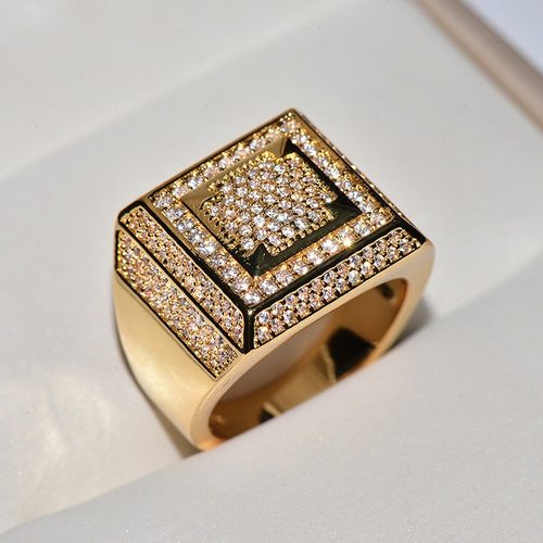 힙합 원산지 내추럴 2 캐럿 다이아몬드 보석 14 K 옐로우 골드 반지 남자 럭셔리 보이지 않는 설정 상자