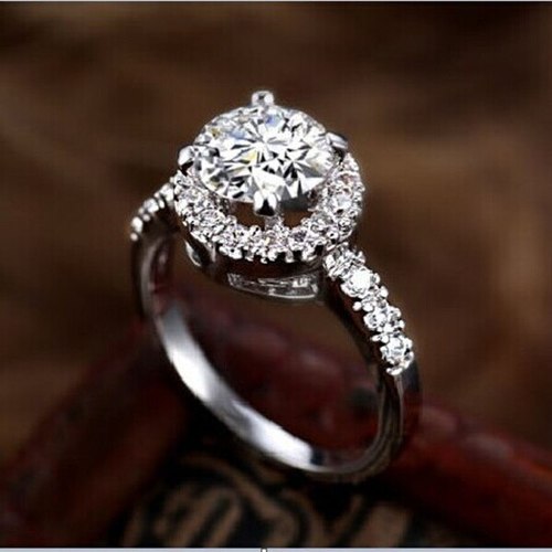 2CT 솔리드 골드 585 라운드 헤일로 스마트 다이아몬드 여자 약혼 반지 순수한 화이트 14K 영원한 품질