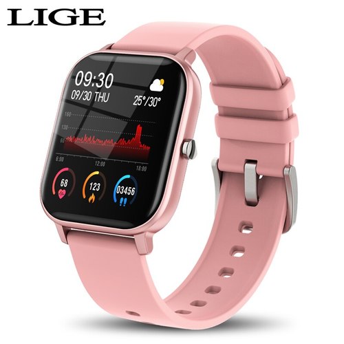 LIGE- P8 1.4 인치 풀 터치 여성 디지털 시계, 방수 스포츠, 샤오미 아이폰 다용도 전자 시계 남성