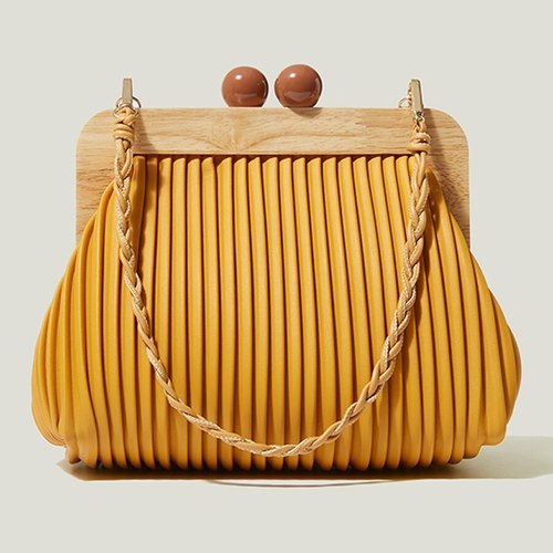 PU 가죽 접기 여성 핸드백 쉘 나무 클립 저녁 가방 레이디 럭셔리 어깨 심플 디자인 올려 놓 지갑