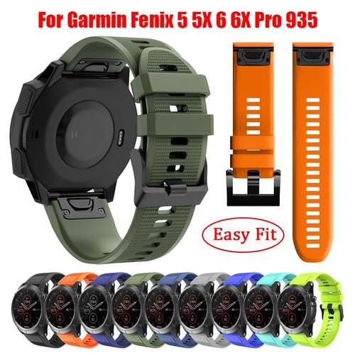 GARMIN FENIX 6X PRO 5X 3 3HR 용 퀵 릴리스 시계 밴드 26MM 22MM 6 5 실리콘이지 핏 손목