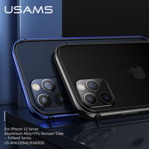 USAMS-휴대폰 케이스 울트라 씬 투명 폰 충격 방지 아이폰 12 용 범퍼 전체 보호 MATEL EDGE