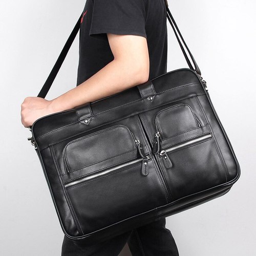 고품질 남자 노트북 가방 17 인치 컴퓨터 가방, 트롤리 케이스 비즈니스 핸드백 블랙 브라운  패션