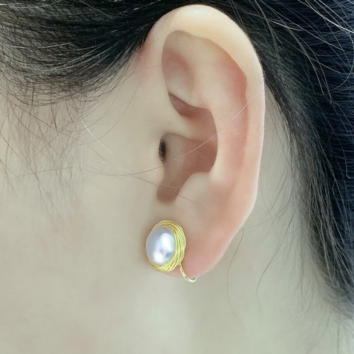 ZHIXI 천연 담수 진주 귀걸이 클립 14K 골드 귀에 구멍이 없는 오리지널 핸드메이드 여성용 파티  선물