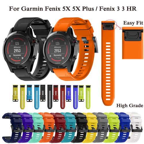 GARMIN FENIX 5X5 5S PLUS 6X6 6S PRO 3 HR GPS 스포츠 실리콘 시계 밴드 손목 스트랩 이지 핏 퀵 릴리스 20 22MM 26MM