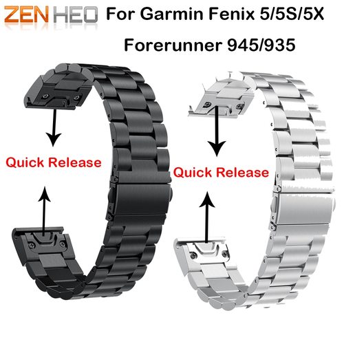 26 22 20MM 퀵 릴리스 시계 밴드 GARMIN FENIX 5/5X/5S PLUS 3/3HR FORERUNNER 935/945 스마트 워치 스테인레스 브레이슬릿