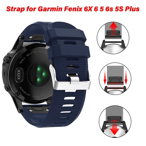 GARMIN FENIX 6X 6 6S 20MM 용 22 26MM 시계 밴드 스트랩 5X 5 5S PLUS 퀵 릴리스 실리콘 이지 핏 손목