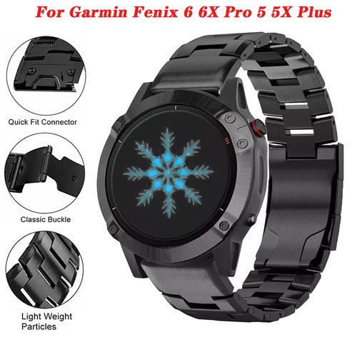 GARMIN FENIX 6 PRO 6X 5X 5 PLUS 스트랩 용 티타늄 합금 시계 밴드 3 3HR 포어 러너 935 945 퀵 릴리스 메탈 팔찌