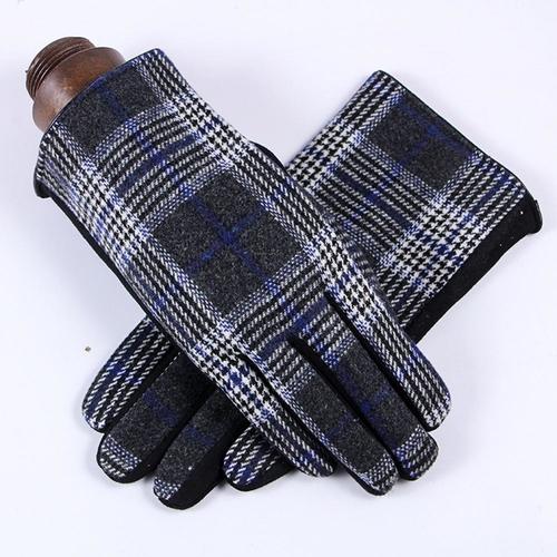 남자  체크 무늬 전체 손가락 장갑 두꺼운 따뜻한 캐주얼 HOUNDSTOOTH 크기 의류 장식 액세서리