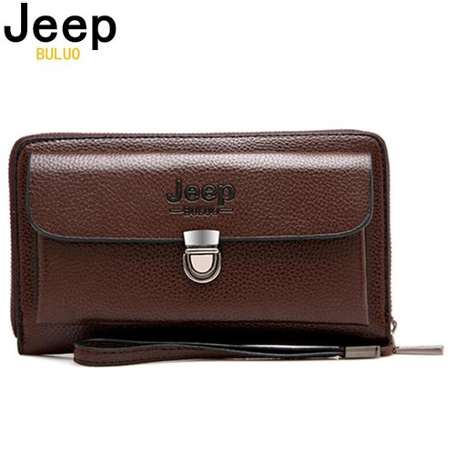 JEEP BULUO-남성용 지갑 클러치 백 긴 디자인 핸드백  캐주얼 스플릿 가죽 남성용