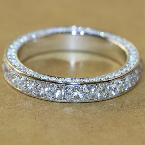 여성 웨딩 파티 반지 눈부신 다이아몬드 925 실버 기념일 선물 제안 영원한 클래식 쥬얼리