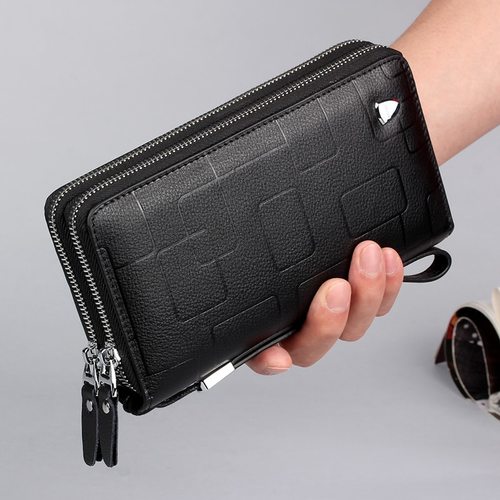 정품 가죽 긴 지갑 암소 지퍼 머니 클립 남성의 심플 디자인 비즈니스 클러치 핸드폰 가방