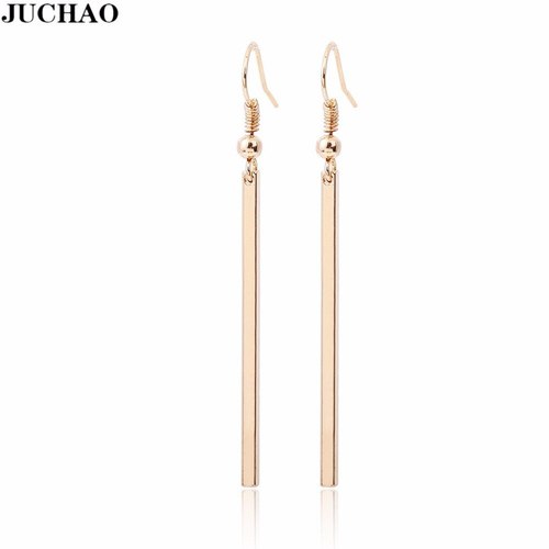 JUCHAO-우아한 큐브 긴 귀걸이 여성을 위한 독특하고 심플 직사각형  귀걸이, 골드 실버 컬러 웨딩 쥬얼리