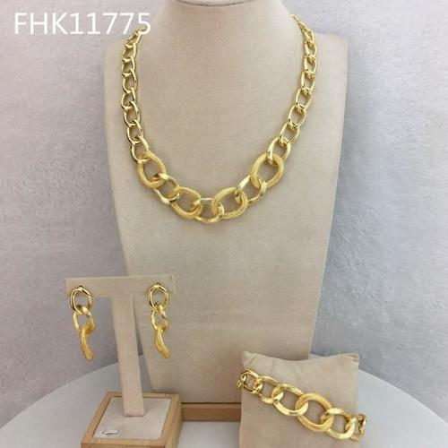 Yuminglai FHK11775 세련  럭셔리 두바이 품질 여자 쥬얼리 컬렉션 브라질 쥬얼리 세트 24K 금도금 보석