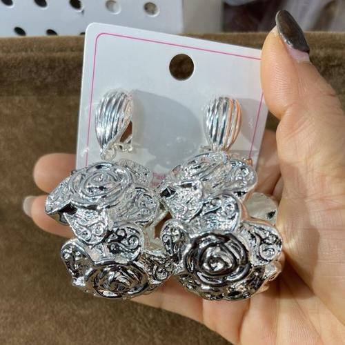 빈티지 로즈 귀걸이 여자  과장 라운드 매달린 귀걸이 결혼식 신부 금도금 두바이 아프리카 스터드 귀걸이 선물