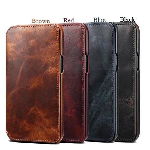 Real Leather Case Apple Iphone 14 Pro Xs Max Mini For 8 7 Plus Se Flip