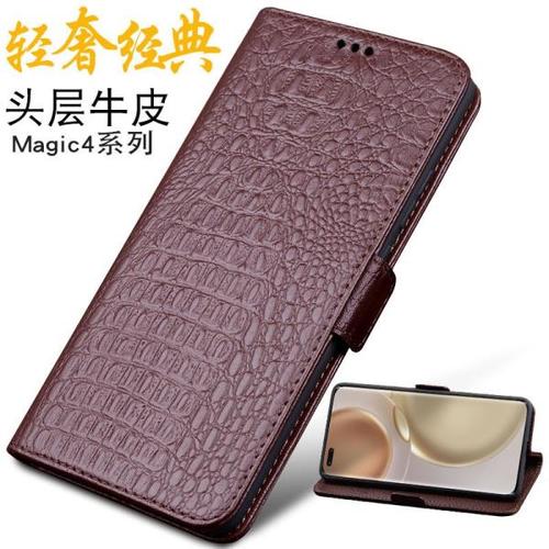 Luxury Lich Genuine Leather Flip Phone Case For 4 Real Cowhide