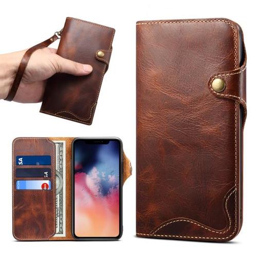 Luxury High-end Real Cowhide Leather Phone Case For 14 Max Xs 8 Plus