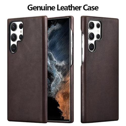 Genuine Leather for Samsung Galaxy S22 Ultra Case Protective Plus Back