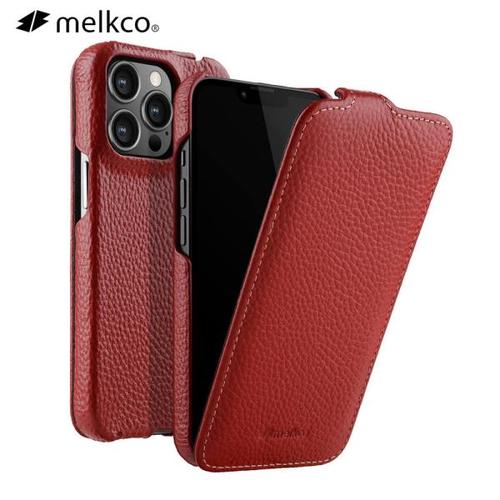 Melkco 천연가죽 플립 케이스 아이폰 13 프로 최대 미니 비즈니스 럭셔리 수직 오픈 진짜 암소 전화 가방 커버
