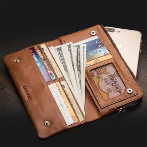 QIALINO-천연가죽 지갑 커버 아이폰 8 용 애플 핸드메이드 파우치 카드 슬롯 케이스 포함 5.5