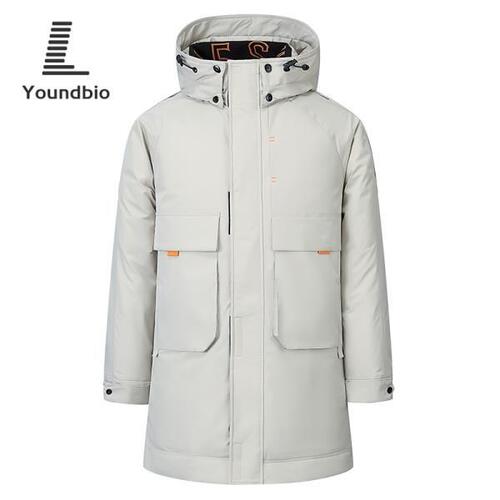 남성 다운 재킷 중간 길이양털 Thicken Casual Parkas Coat Mens 따뜻한 후드 아웃도어 방풍 Fashion Jacket