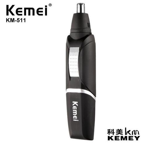 Kemei KM511 남자 전기 코 트리머 아름다움 aa 배터리 코 귀 머리 깎기 제거 및 남자 블랙 코 머리 절단