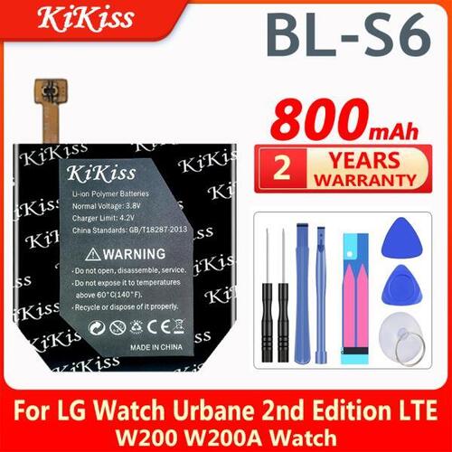 KiKiss 800mAh 교체 용 배터리 BLS6 BL S6 BLS6 LG Watch Urbane 2nd Edition LTE W200 W200A 시계 호환