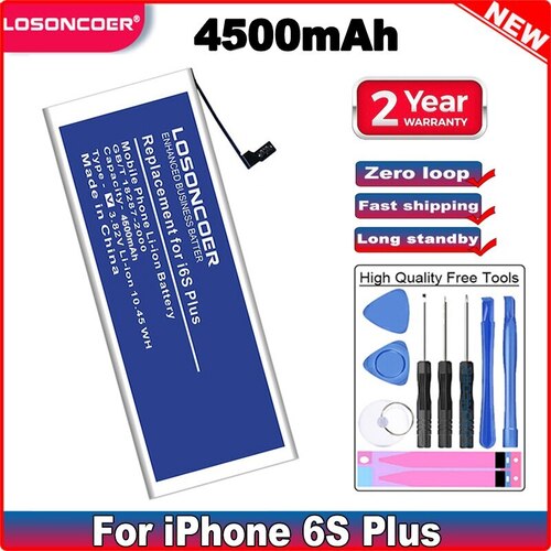 LOSONCOER-4500MAH 충전식 배터리 아이폰 6S 플러스 5.5 인치, +  도구 스티커