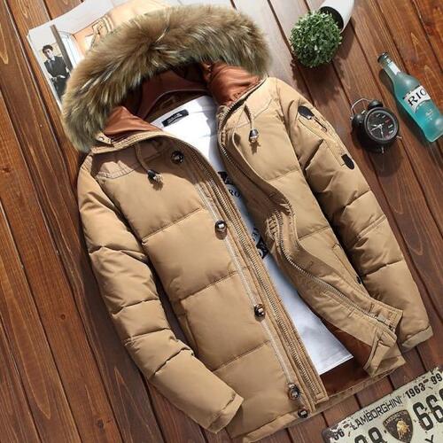 남성 두꺼운 후드 다운 재킷 아웃도어 단색 화이트 오리 하이킹 코트칼라 방수 따뜻한 코트